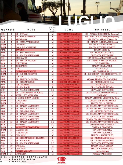 calendario luglio